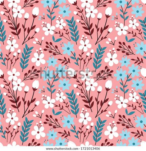 Colorful Pastel Flower Seamless Pattern Pink Stock Vector Royalty Free