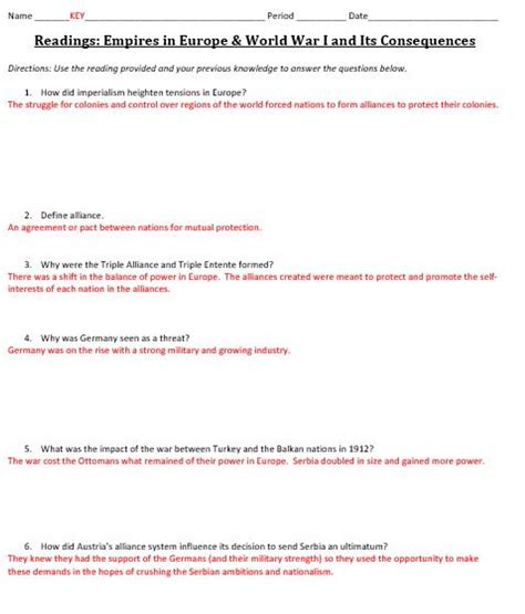 Main Causes Of Wwi Worksheet The Main Causes Of Ww1 Teaching
