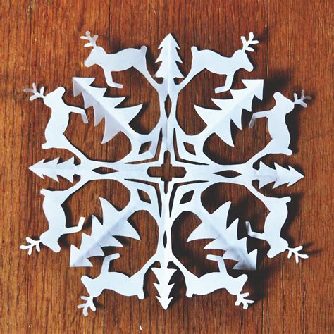 # christmas, paper, snowflake, tree. Zauberbear: Reindeer Snowflake Pattern