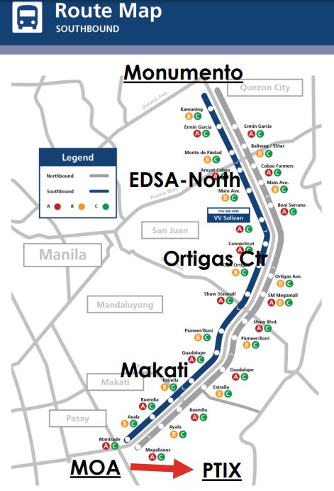 Route Map EDSA Bus Carousel Route Bus Stop Fare Schedule Busway Station