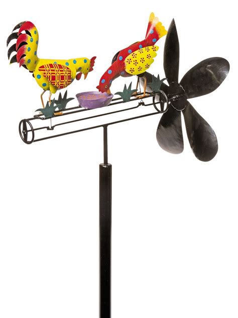 Windmill Chicken And Rooster Whirligig Metal Wind Spinner Kinetic Wind