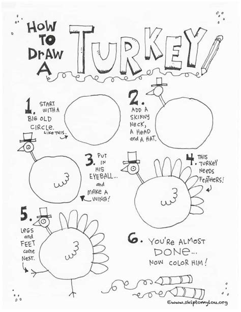 How To Draw A Turkey In 6 Easy Steps Turkey Coloring Pages