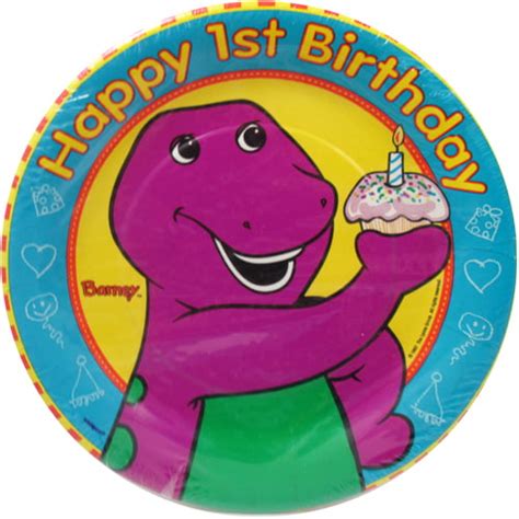 Barney Vintage 1st Birthday Small Paper Plates 8ct