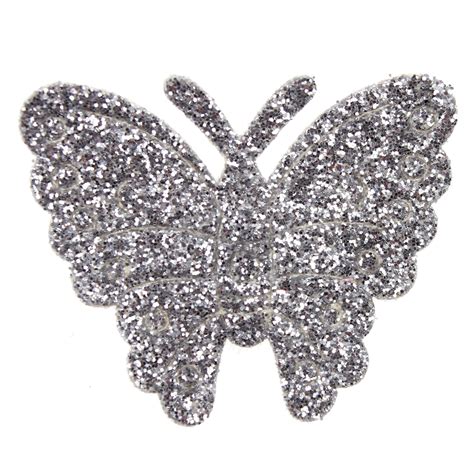 Self Adhesive Butterflies Silver Glitter
