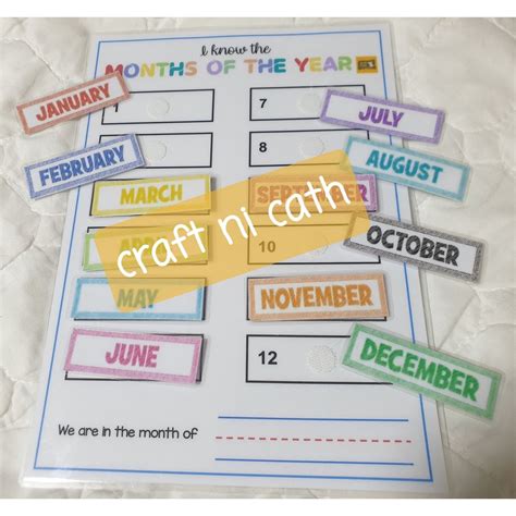 Laminated Educational Chart A4 Size Months Of The Year With Velcro By