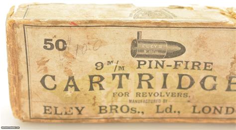 Scarce Partial Box 9mm Pin Fire Ammo Eley Bros London 29 Rds