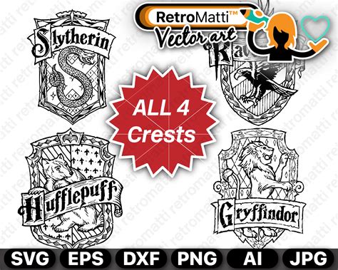 Retromattiwpart4harry Potter All Crests Retromatti Made And