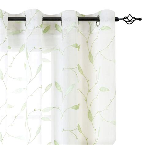 Leaf Embroidered Sheer Curtains Curtains And Drapes