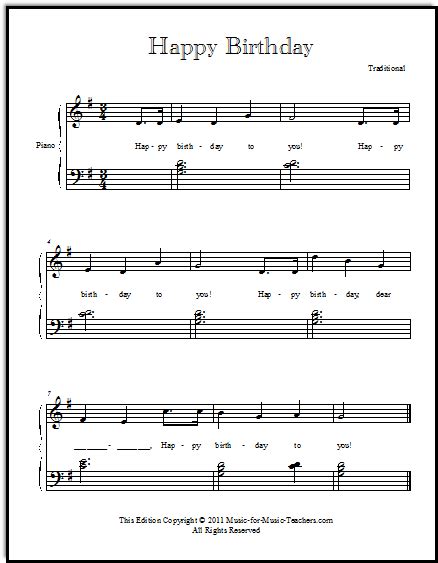 Ukulele chords and tabs for happy birthday by misc traditional. Happy Birthday Free Sheet Music for Guitar, Piano, & Lead ...