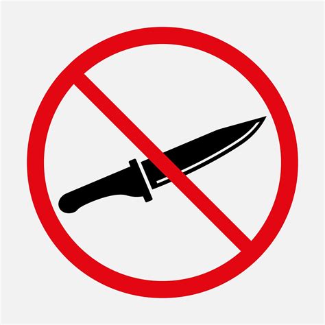 No Knife Sign Knives Not Allowed Vector Icon Isolated On White