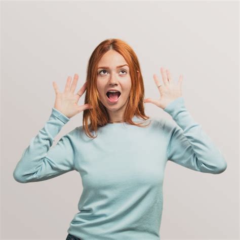 Premium Photo Portrait Of A Pretty Redhead Girl Shouting