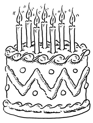Birthday cake transparent images (12,608). Decorated birthday cake Coloring page | Färgläggningssidor ...