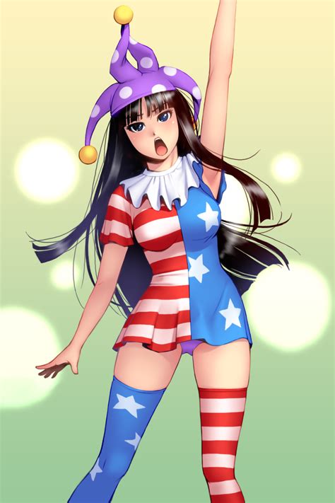 Safebooru 1girl American Flag Dress American Flag Legwear Arm Up Armpits Black Eyes Black Hair