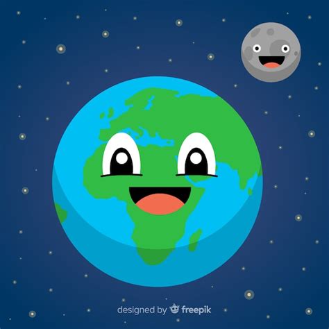 Planeta Tierra Adorable Con Estilo De Dibujo Animado Descargar