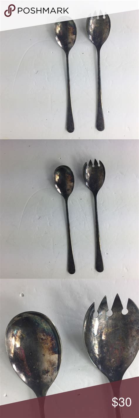 Sheffield England Fork And Spoon Salad Tong Silver Sheffield England