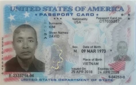 David Kim David Kim United States Passport Card