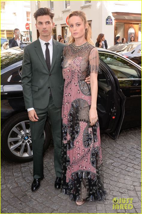 Brie Larson Fiancé Alex Greenwald Couple Up in Paris for Valentino Fashion Show Photo