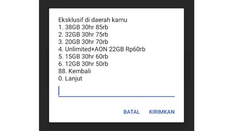 Namun, jika kalian membutuhkan kuota untuk 50 kede paket internet murah telkomsel lainnya, kalian bisa mengkombinasikan *363*angka#. Cara Daftar Paket Tri 60rb: 32GB 22GB 6GB Unlimited ...