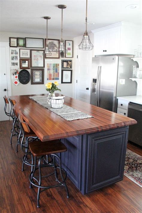 Use barn wood for the modeling and bar stools that double as a table. Butcher Block Hardwood Countertops | "Hometalk & Funky ...