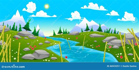 Mountain Landscape With River Stock Vector Image 46923251