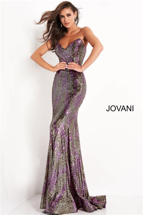 Jovani 04155 Two Tone Strapless V Neck Prom Dress