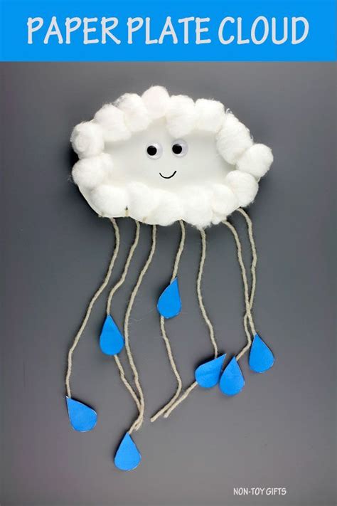 Paper Plate Cloud Craft For Kids Spring Weather Craft Yarn Crafts