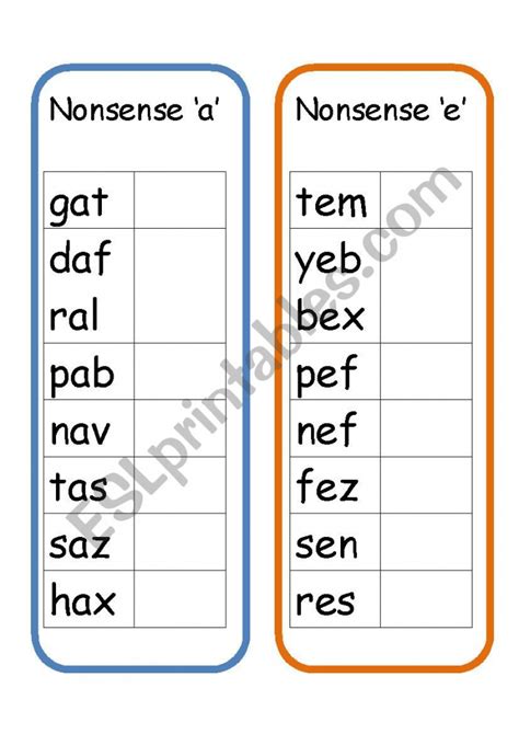Free Printable Nonsense Words List Aulaiestpdm Blog Hot Sex Picture