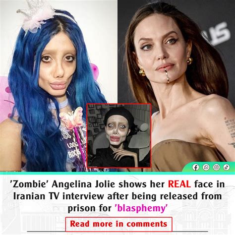zombie angelina jolie shows her real face in iranian tv interview after being released from
