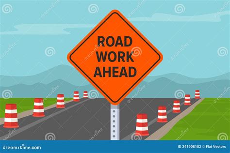 Road Work Ahead Or Under Construction Warning Sign Stock Vector