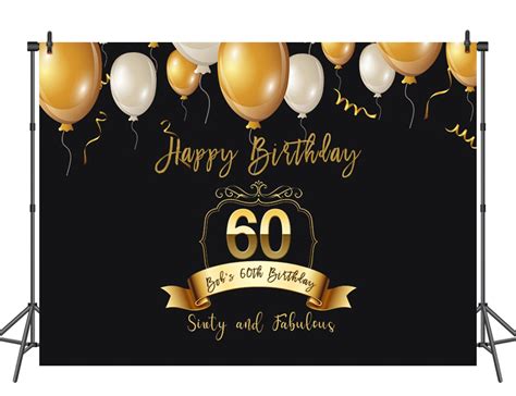 Custom 60th Birthday Party Backdrop For Photography Gold And Etsy