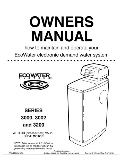 Ecowater 3000 Series Owners Manual Pdf Download Manualslib