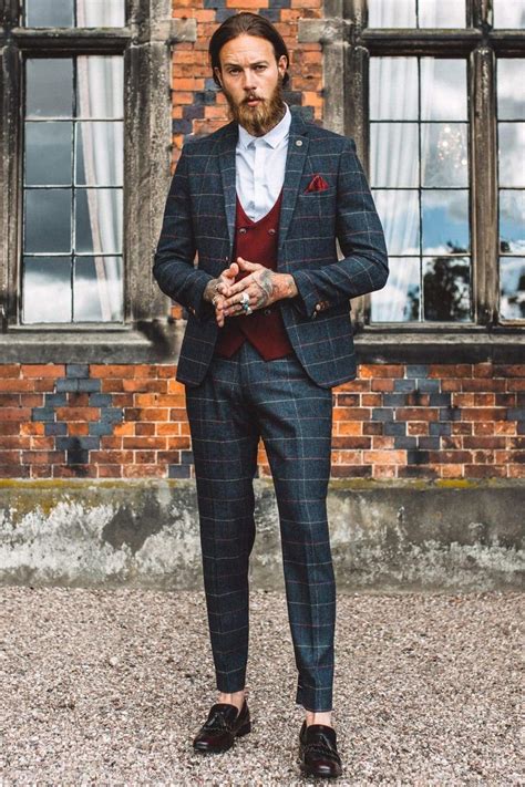 Marc Darcy Marc Darcy Eton Navy Blue Tweed Check Three Piece Suit