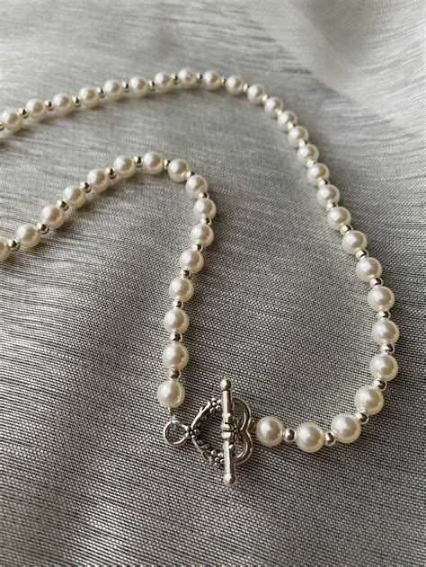 Antique Heart Shaped Toggle Clasp Pearl Necklace Handmade Etsy
