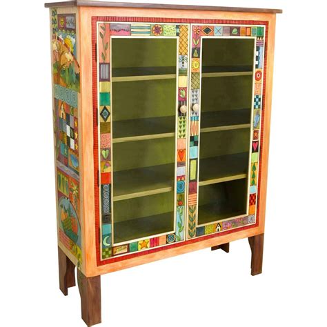 Sticks Bookcase With Glass Doors Bcs005 02046 Artistic Artisan Designer