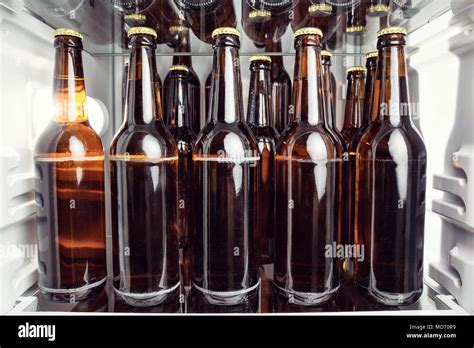 Fridge Full Of Beer Bottles Stock Photo 180621709 Alamy