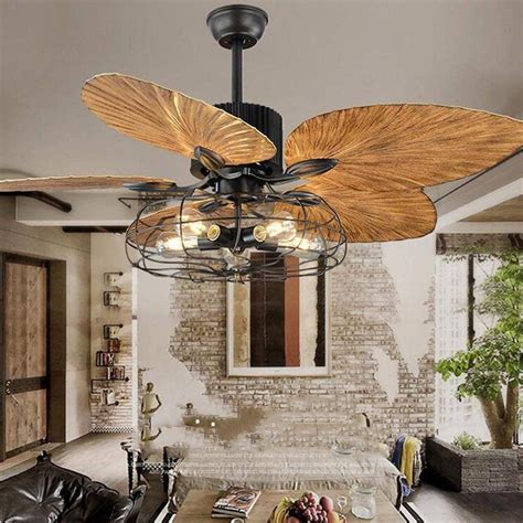 52 Inch Tropical Fan Light Industrial Cage Ceiling Fan With Light 5