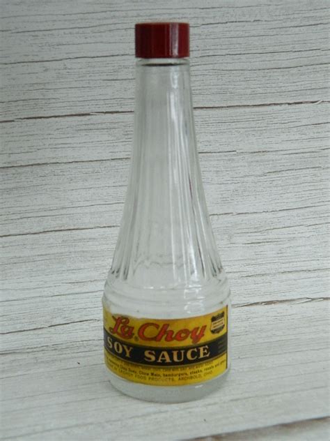 Bh6741 Vintage ‘la Choy Soy Sauce 5oz Glass Bottle W Lid Wilbur