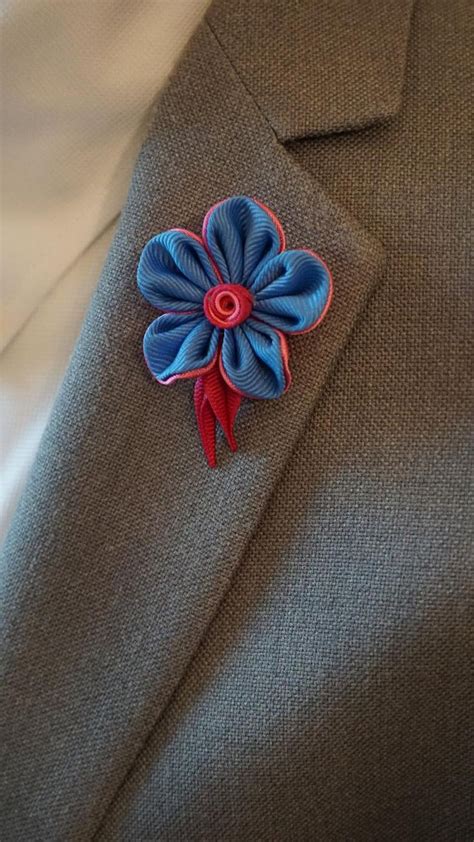 5 Petal Handmade Lapel Flower Pin Bluepink Lapel Pin Etsy Polska
