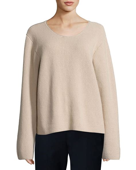 The Row Grisa Ribbed Scoop Neck Sweater Flesh