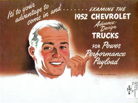 1952 Sales Brochure Truck Reproduction Of Original Chevrolet Farm