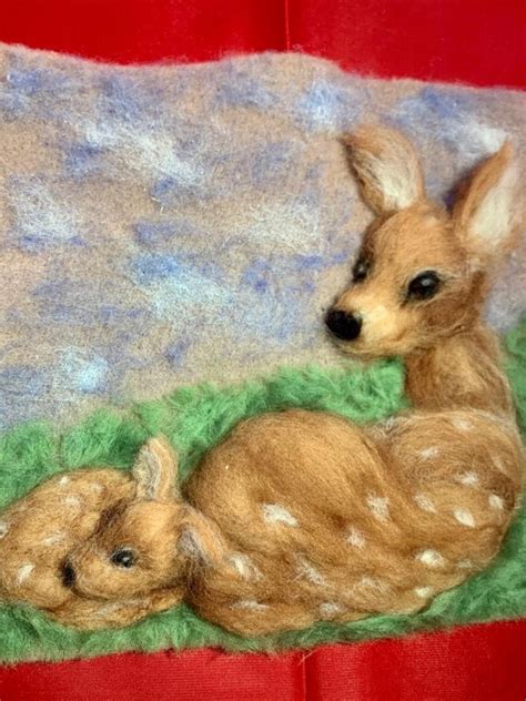 Needle Felted Deer With Fawn Etsy