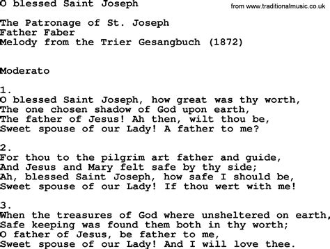 Catholic Hymns Song O Blessed Saint Joseph Lyrics And Pdf