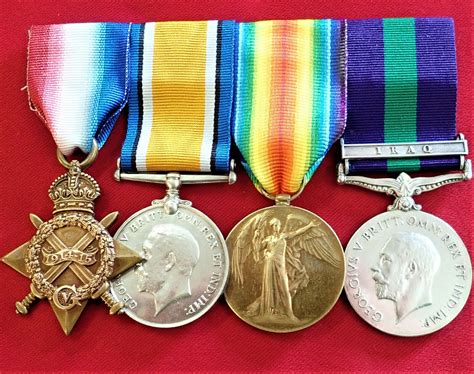 Ww1 British Army Medal Trio And General Service Medal 1918 62 Iraq Group