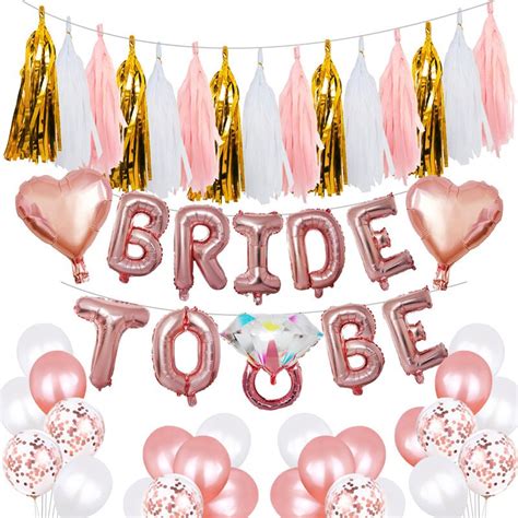 1 Set Rose Gold Bride To Be Balloons Letter Diamond Heart Foil Balloon