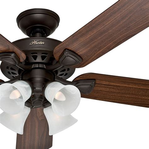 Hunter amber builder bowl ceiling fan light kit with bronze and antique brass finials model 21827. Hunter 52" Traditional New Bronze Finish Ceiling Fan with ...