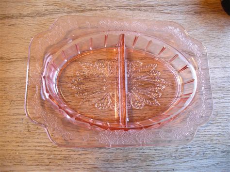 Vintage Pink Depression Glass Divided Relish Dish Adam