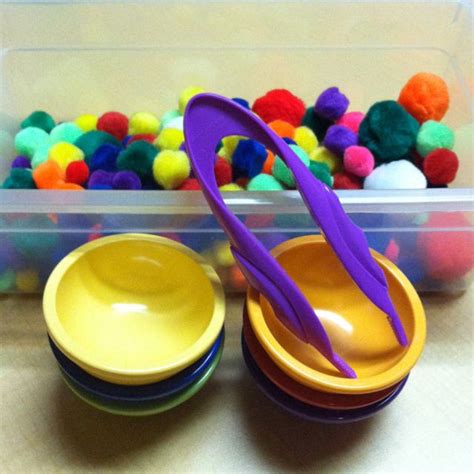 Pom Poms Tweezers And Custard Cups Perfect For Sorting Hand Eye
