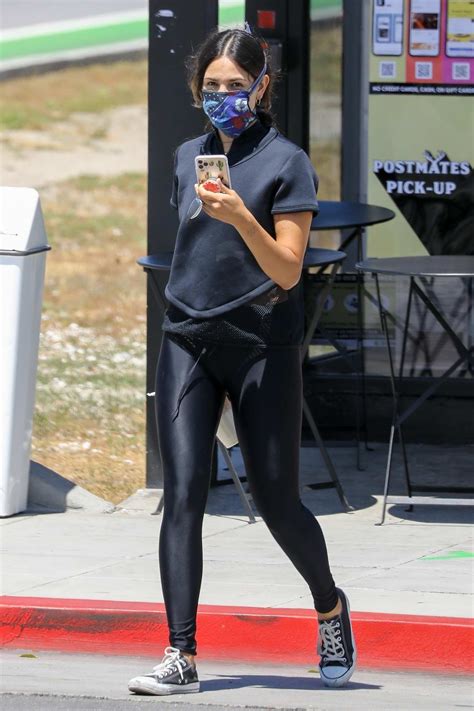 Eiza Gonzalez Rocks A Black Crop Top And Leggings As She Goes Out For