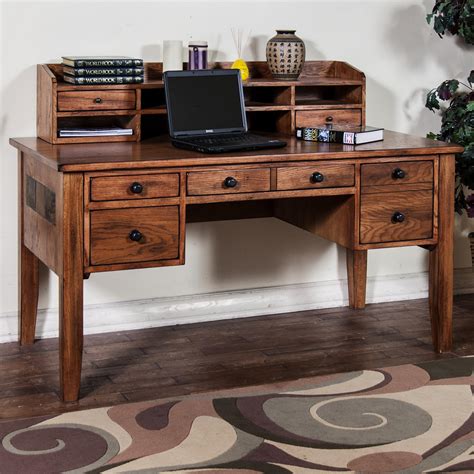 Sedona Writing Desk With Keyboard Drawer And Hutch By Sunny