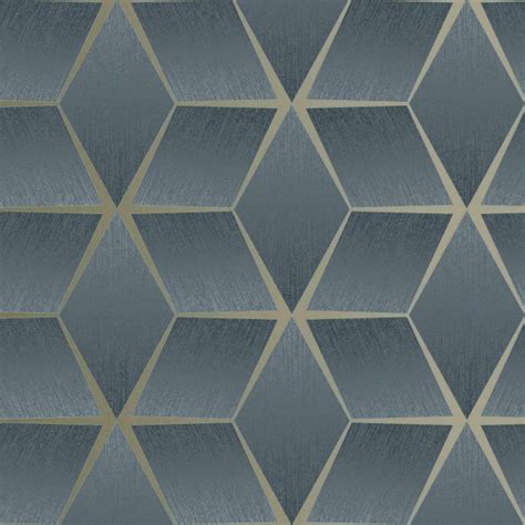 Rasch Textured Geometric Diamonds Wallpaper Metallic Geo Navy Blue